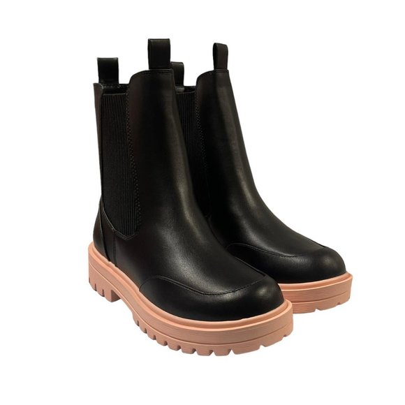 Soda Shoes Grotto Combat Style Black Chelsea Boots - Picture 2 of 4